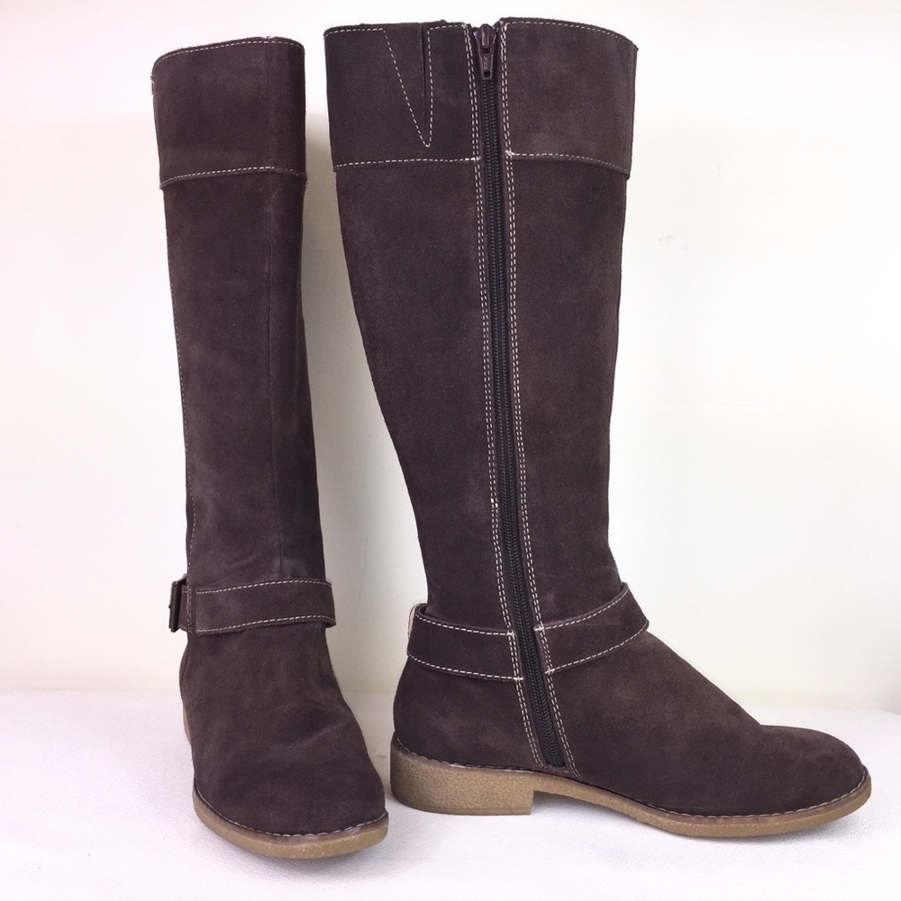 Lands’ End Tall Brown Suede Boots, Size 8